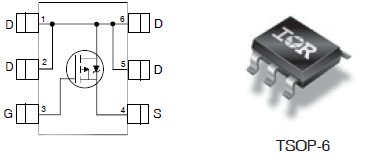IRLTS2242TRPBF, Однокристальный p-канальный МОП-транзистор с технологией HEXFET на 20В в корпусе TSOP-6 (Micro 6)
